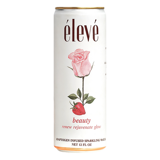 eleve beauty adaptogen infused sparkling water, functional beverage for healthier skin, hair and nails